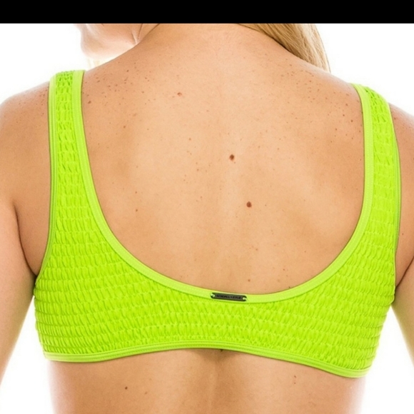 Kendal and Kylie Smocked Thermal Faux Button Scoopneck Bikini Top NWT Me… - Picture 5 of 16